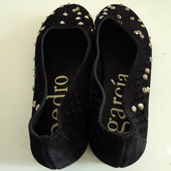 Pedro Garcia Shoes Women's Black Suede Crystal Swarovski Flats Size 8 (38) - Picture 7 of 9